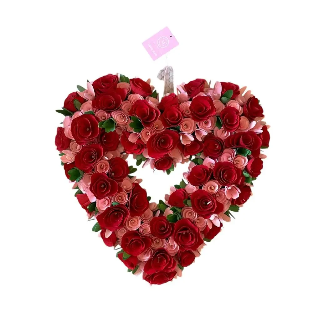 Martha Stewart Wood Curl Heart Wreath 20in Pink & Red Valentines Day Decor NEW